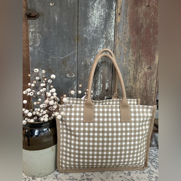 J.Crew Beige & Ivory Canvas Structured Tote With Tassels 🥰 - Picture 2 of 16
